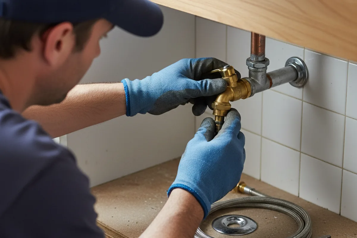 Shutoff valve and fitting work during Faucet and Fixture Repair in Brainard